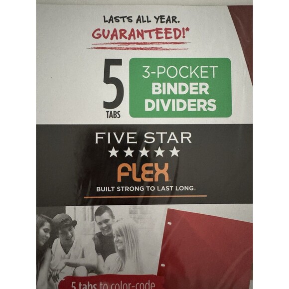 Five Star Flex Divider Note Protector 5 Tabs, Subject Dividers Office School x 2 - Picture 6 of 6
